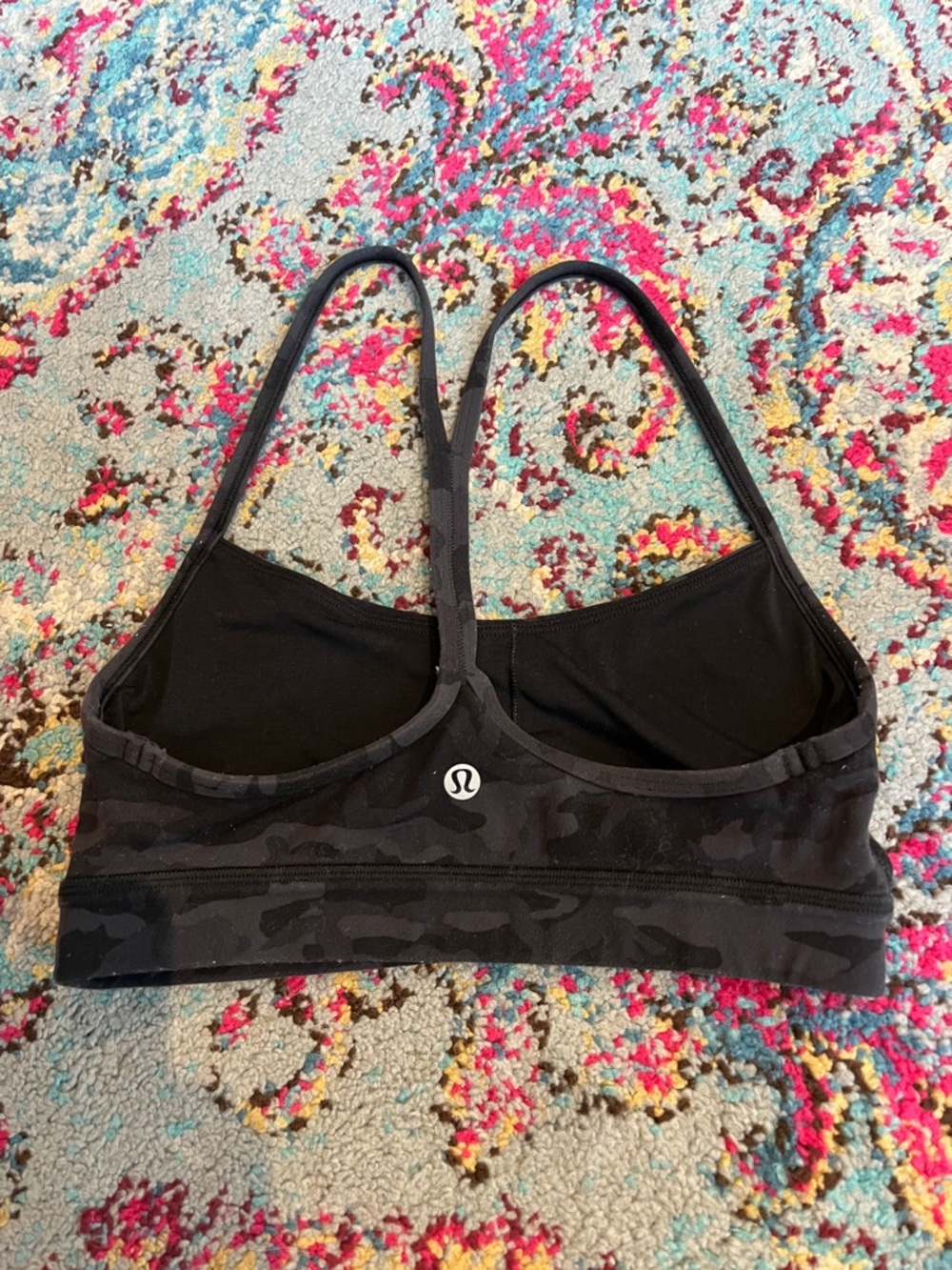 lululemon athletica Black Camo Strappy Sports Bra